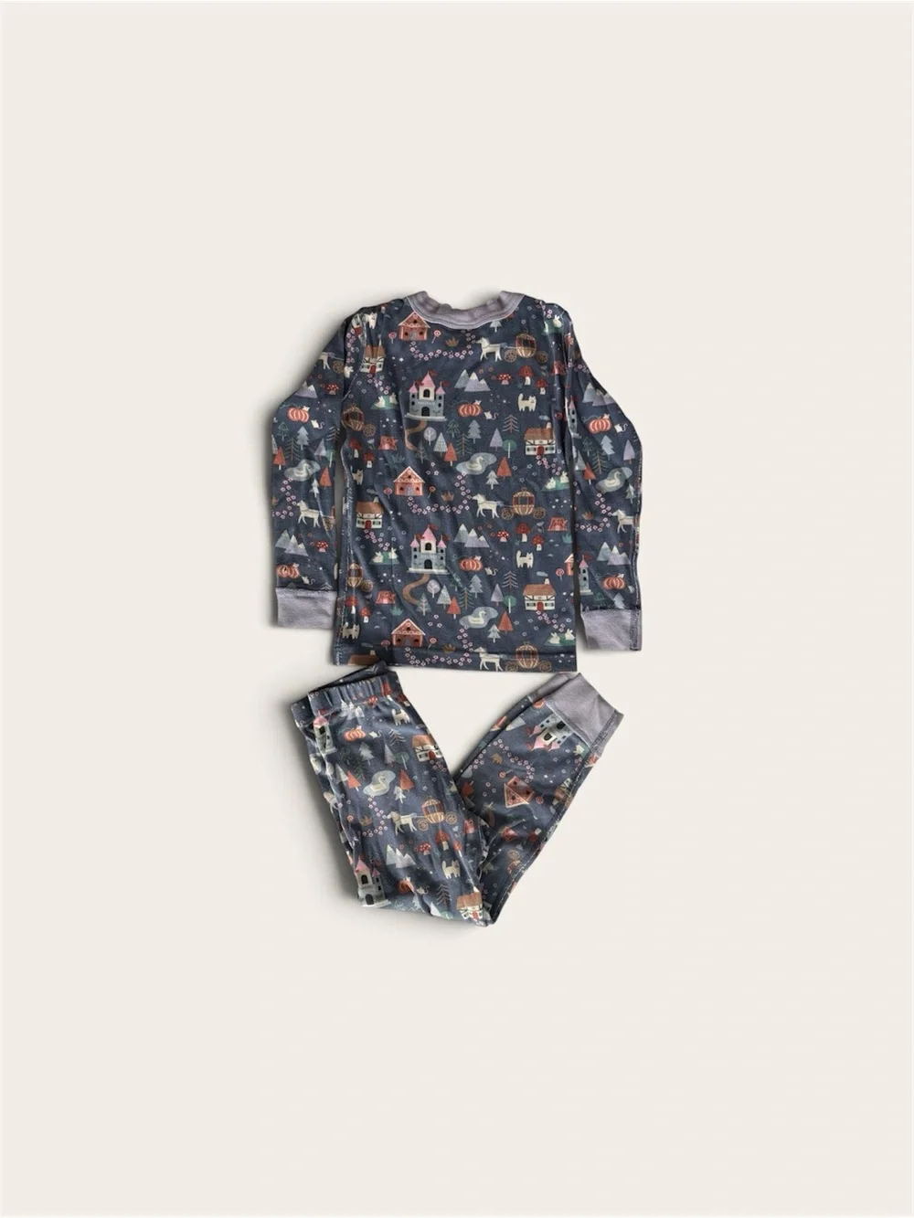 Hanna Andersson 5T Kids Cozy Village Print Pajama Set - navy blue